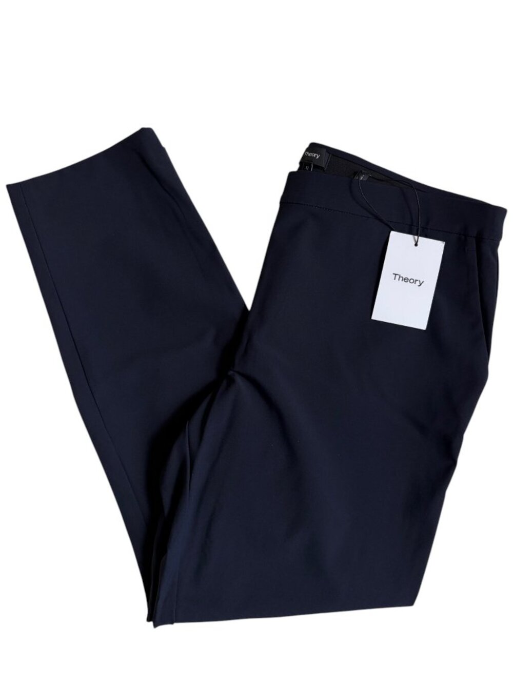 NWT Theory Thaniel Kenett Bi-Stretch Nylon Pull-On Ankle Pants (Deep Navy) - 12